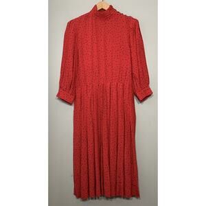 Vintage Womens Size 8 Red Black Silky Secretary Dress Union Made Whimsigoth